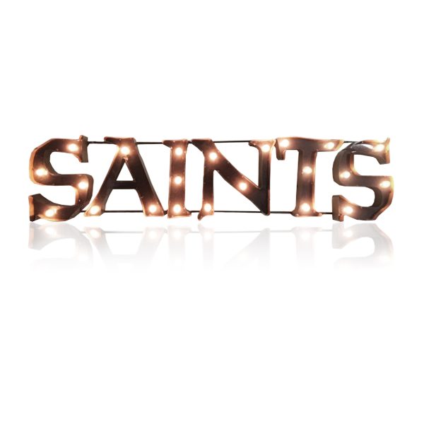 Saints Lighted Recycled Metal Wordmark Sign NFL Licensed