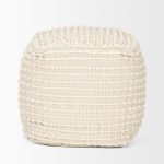 Sakaye Beige w/ Cream Stitched Patterned Pouf