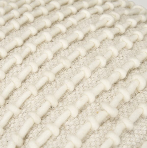 Sakaye Beige w Cream Stitched Patterned Pouf 5