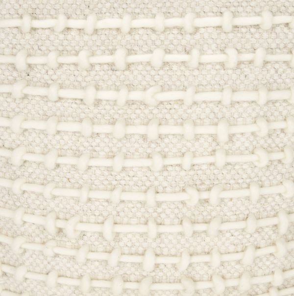Sakaye Beige w Cream Stitched Patterned Pouf 6
