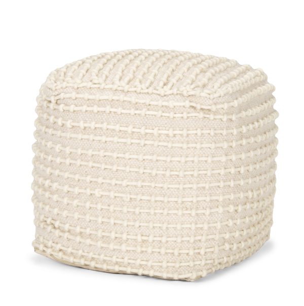 Sakaye Beige w Cream Stitched Patterned Pouf