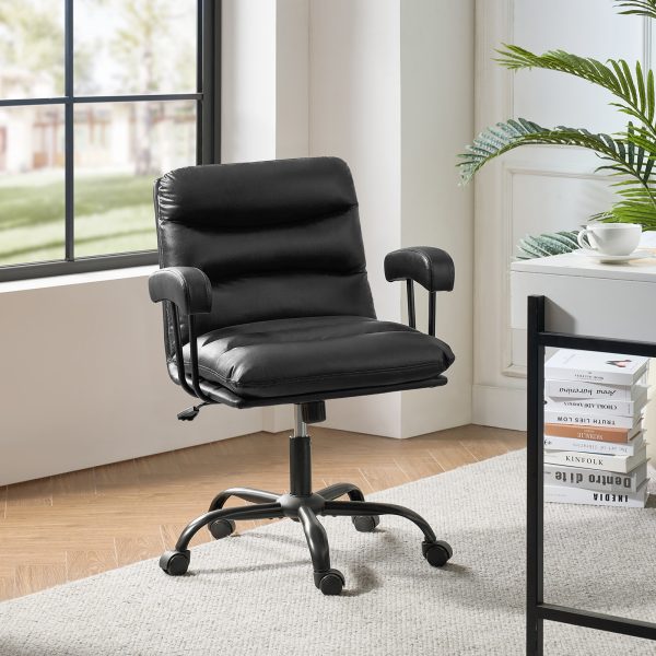 Sal Black Faux Leather Ergonomic Adjustable Office Chair 1