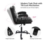 Sal Black Faux Leather Ergonomic Adjustable Office Chair 9 Sal Black Faux Leather Ergonomic Adjustable Office Chair