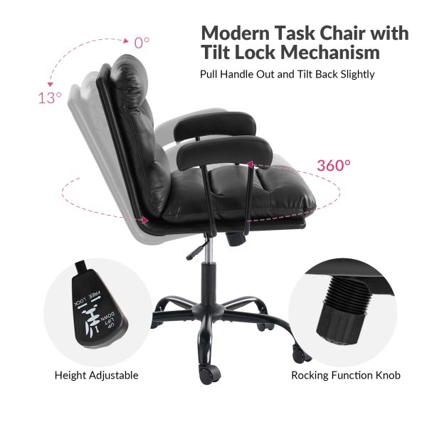 Sal Black Faux Leather Ergonomic Adjustable Office Chair 3