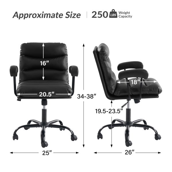 Sal Black Faux Leather Ergonomic Adjustable Office Chair 4