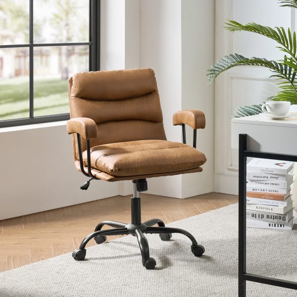 Sal Camel Faux Leather Ergonomic Adjustable Office Chair 1