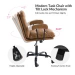 Sal Camel Faux Leather Ergonomic Adjustable Office Chair 9 Sal Camel Faux Leather Ergonomic Adjustable Office Chair