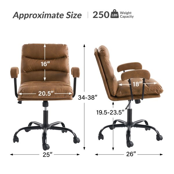 Sal Camel Faux Leather Ergonomic Adjustable Office Chair 4