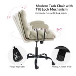Sal Ivory Faux Leather Ergonomic Adjustable Height Office Chair 9 Sal Ivory Faux Leather Ergonomic Adjustable Height Office Chair