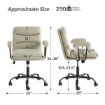 Sal Ivory Faux Leather Ergonomic Adjustable Height Office Chair 10 Sal Ivory Faux Leather Ergonomic Adjustable Height Office Chair