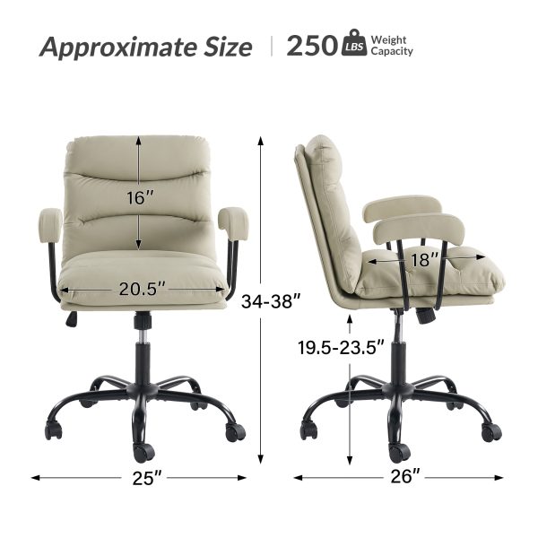 Sal Ivory Faux Leather Ergonomic Adjustable Height Office Chair 4