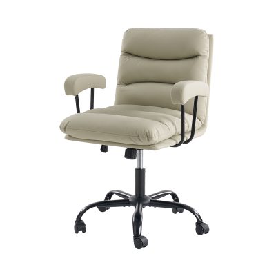Sal Ivory Faux Leather Ergonomic Adjustable Height Office Chair