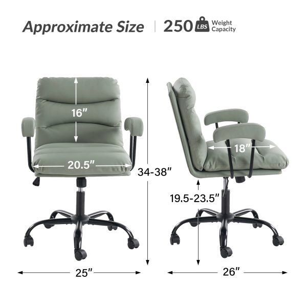 Sal Sage Faux Leather Ergonomic Adjustable Height Office Chair 4
