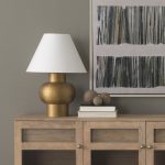 Salaah Antique Gold Brushed Metal w/ Cream Shade Table Lamp