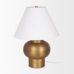 Salaah Antique Gold Brushed Metal w/ Cream Shade Table Lamp