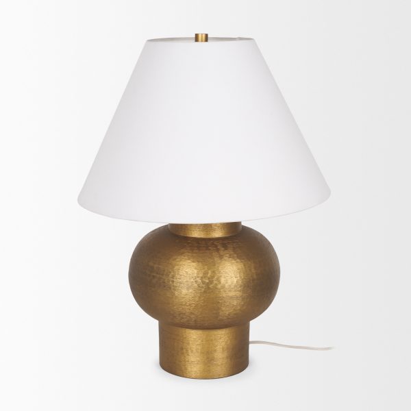 Salaah Antique Gold Brushed Metal w Cream Shade Table Lamp 2