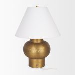 Salaah Antique Gold Brushed Metal w/ Cream Shade Table Lamp