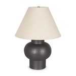 Salaah Black Brushed Metal w/ Beige Shade Table Lamp