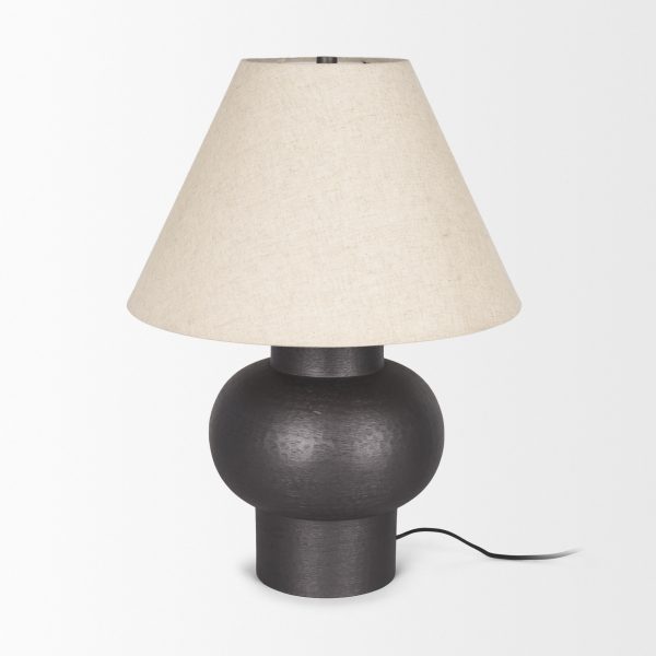 Salaah Black Brushed Metal w Beige Shade Table Lamp 2