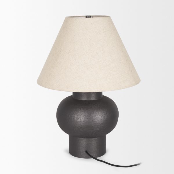 Salaah Black Brushed Metal w Beige Shade Table Lamp 3