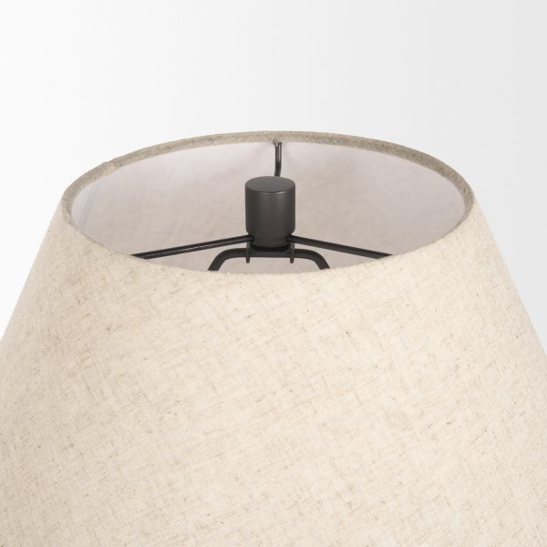 Salaah Black Brushed Metal w Beige Shade Table Lamp 4