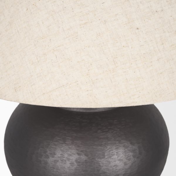 Salaah Black Brushed Metal w Beige Shade Table Lamp 5