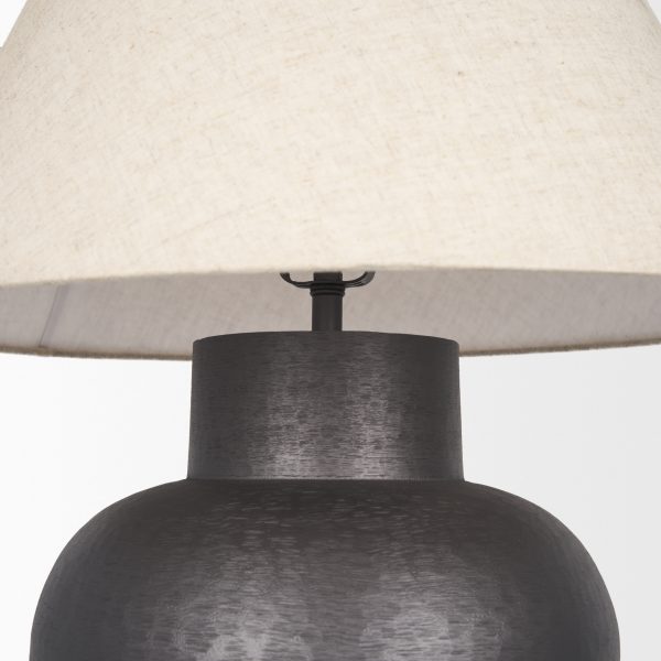 Salaah Black Brushed Metal w Beige Shade Table Lamp 6