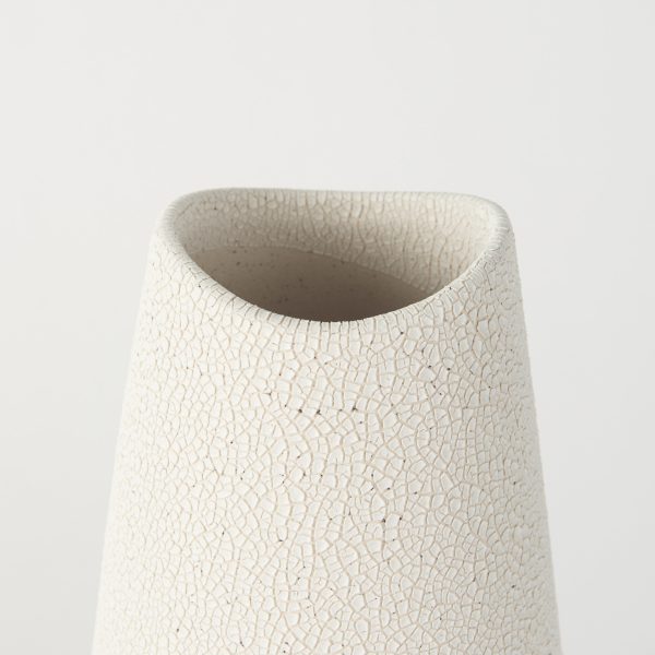 Salar 5.9L x 5.9W x 14.0H Cream Conical Crackled Ceramic Vase 3