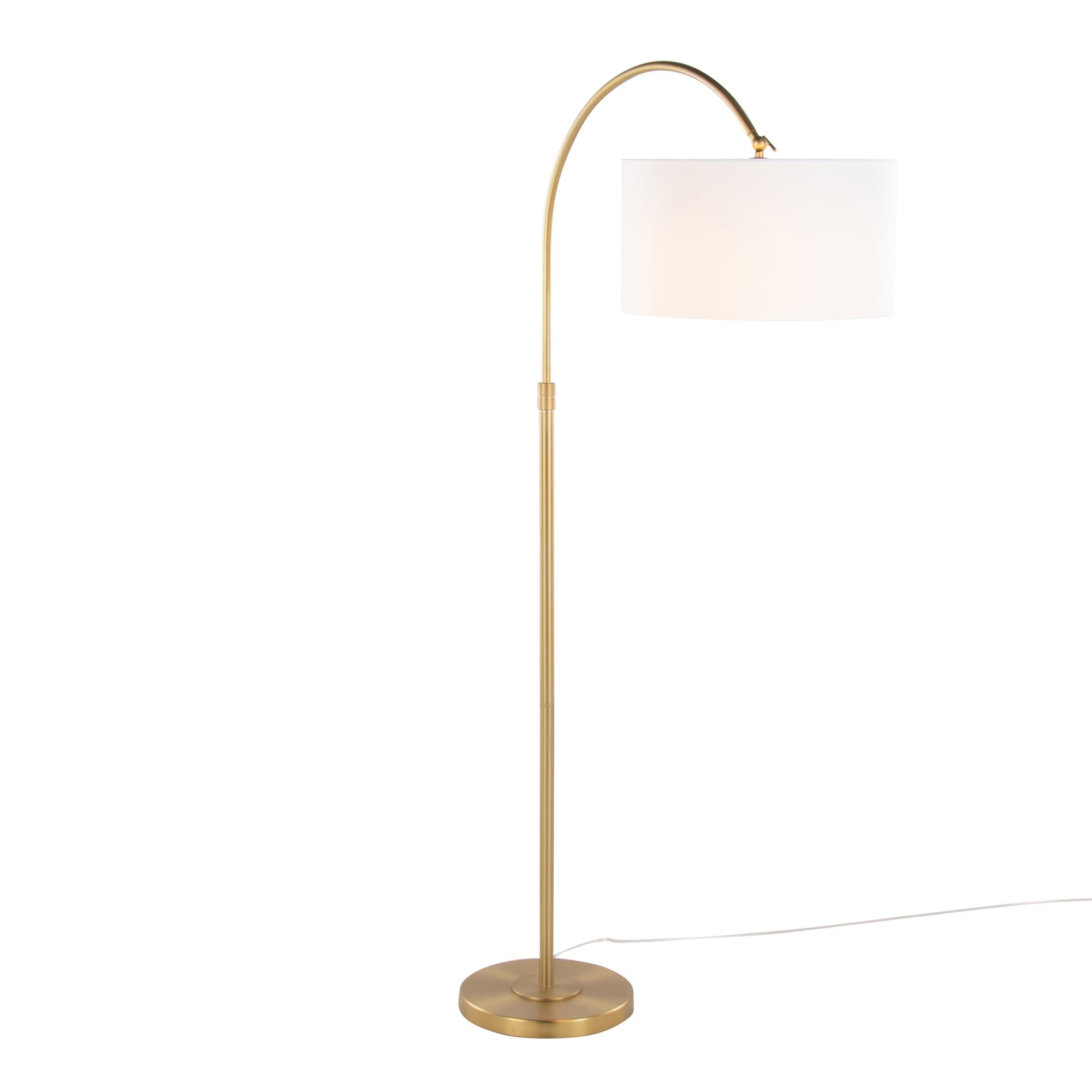 Salon Gold Contemporary Arched Floor Lamp with Linen Shade 2 Salon Gold Contemporary Arched Floor Lamp with Linen Shade - Image 2