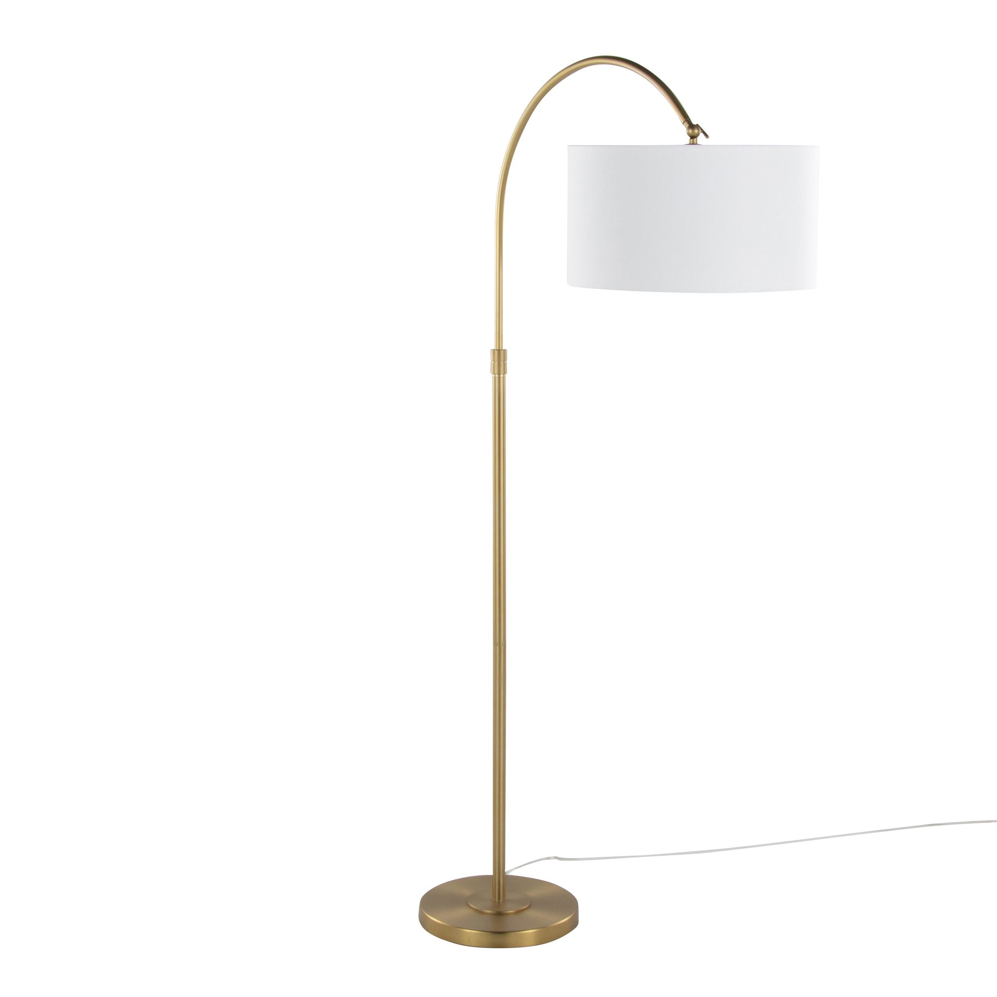 Salon Gold Contemporary Arched Floor Lamp with Linen Shade 3 Salon Gold Contemporary Arched Floor Lamp with Linen Shade - Image 3