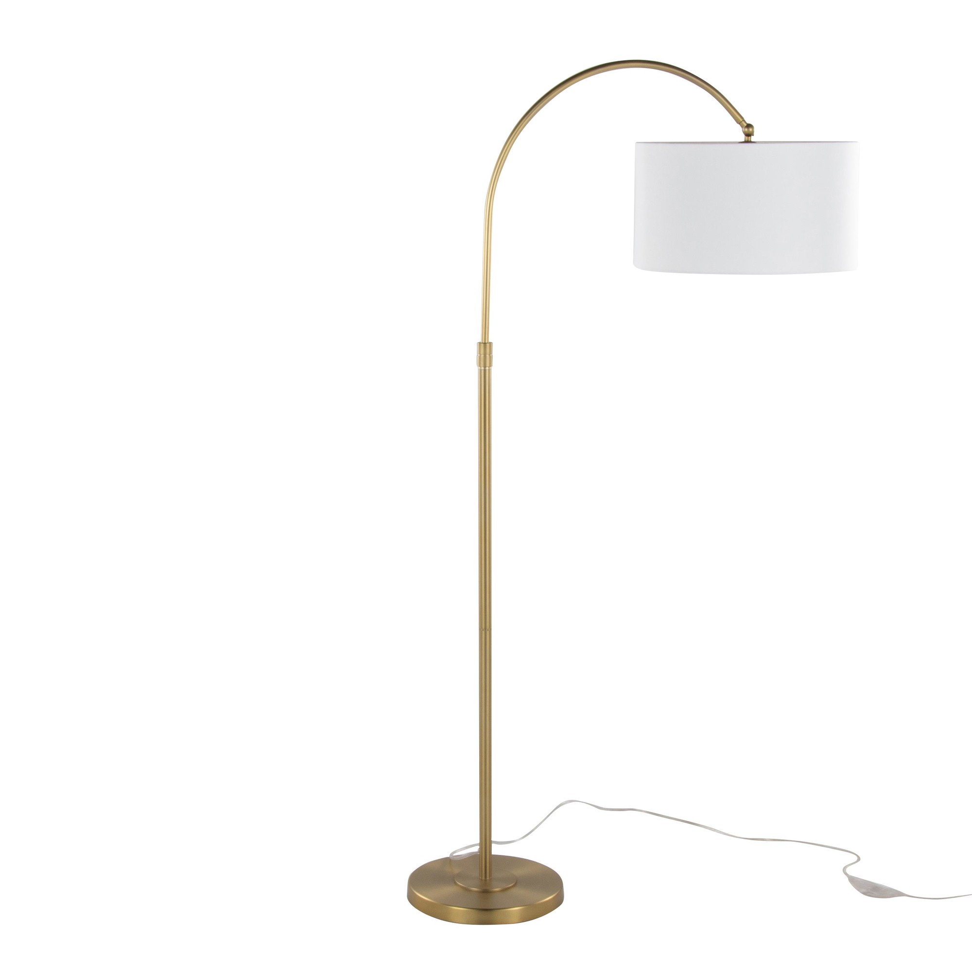 Salon Gold Contemporary Arched Floor Lamp with Linen Shade 4 Salon Gold Contemporary Arched Floor Lamp with Linen Shade - Image 4