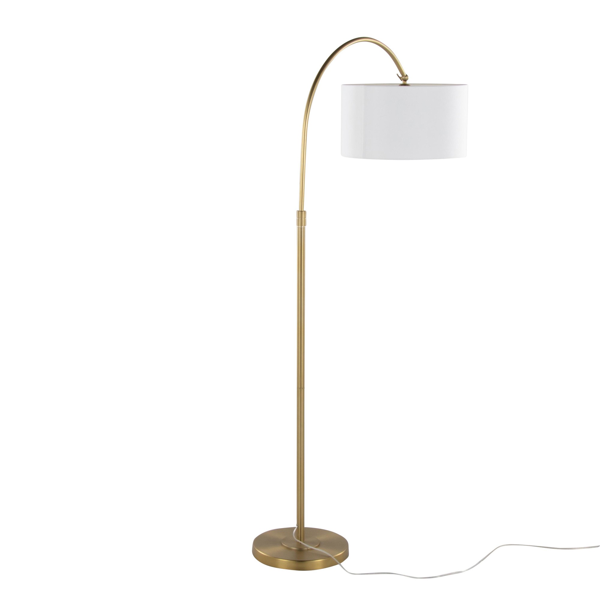 Salon Gold Contemporary Arched Floor Lamp with Linen Shade 5 Salon Gold Contemporary Arched Floor Lamp with Linen Shade - Image 5