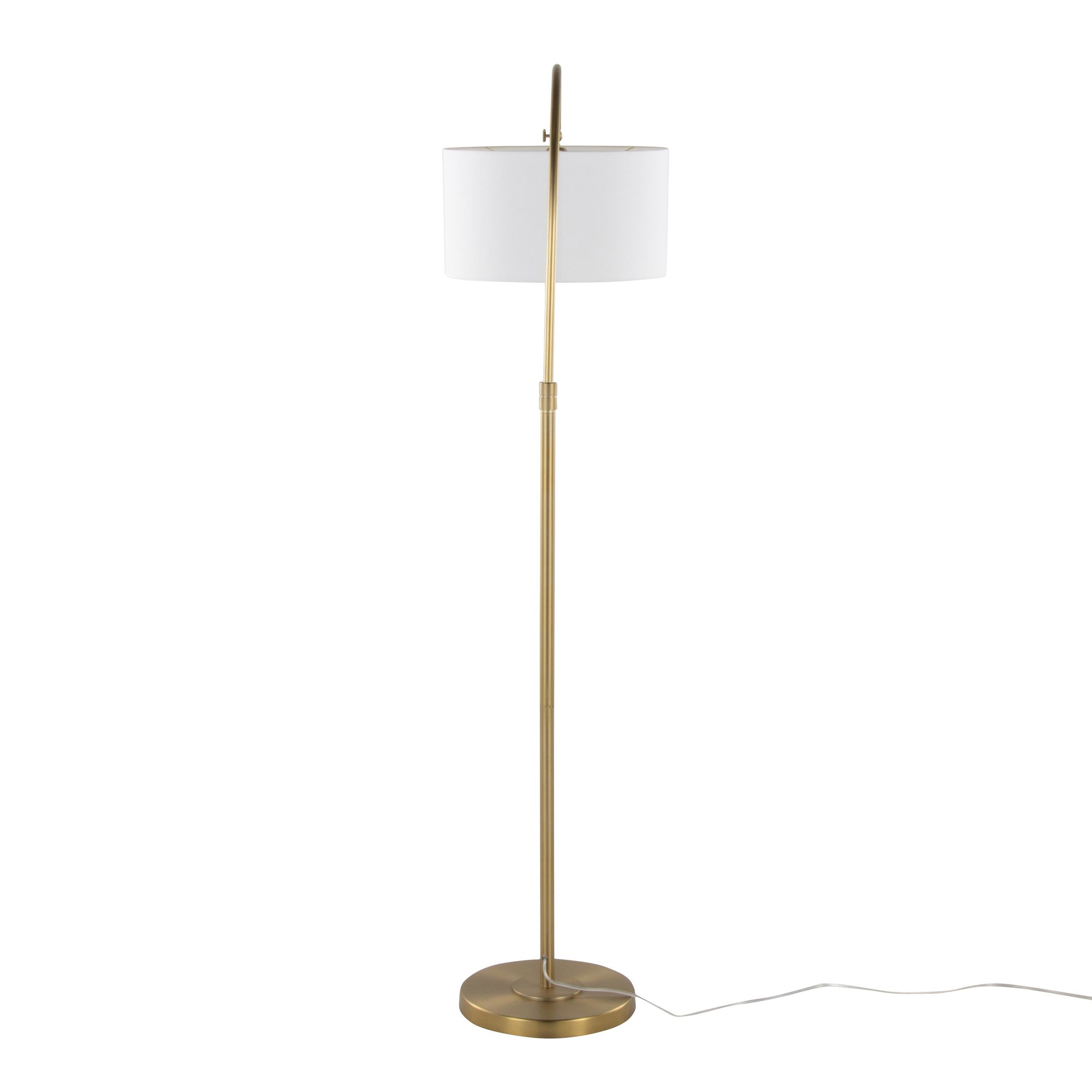 Salon Gold Contemporary Arched Floor Lamp with Linen Shade 6 Salon Gold Contemporary Arched Floor Lamp with Linen Shade - Image 6