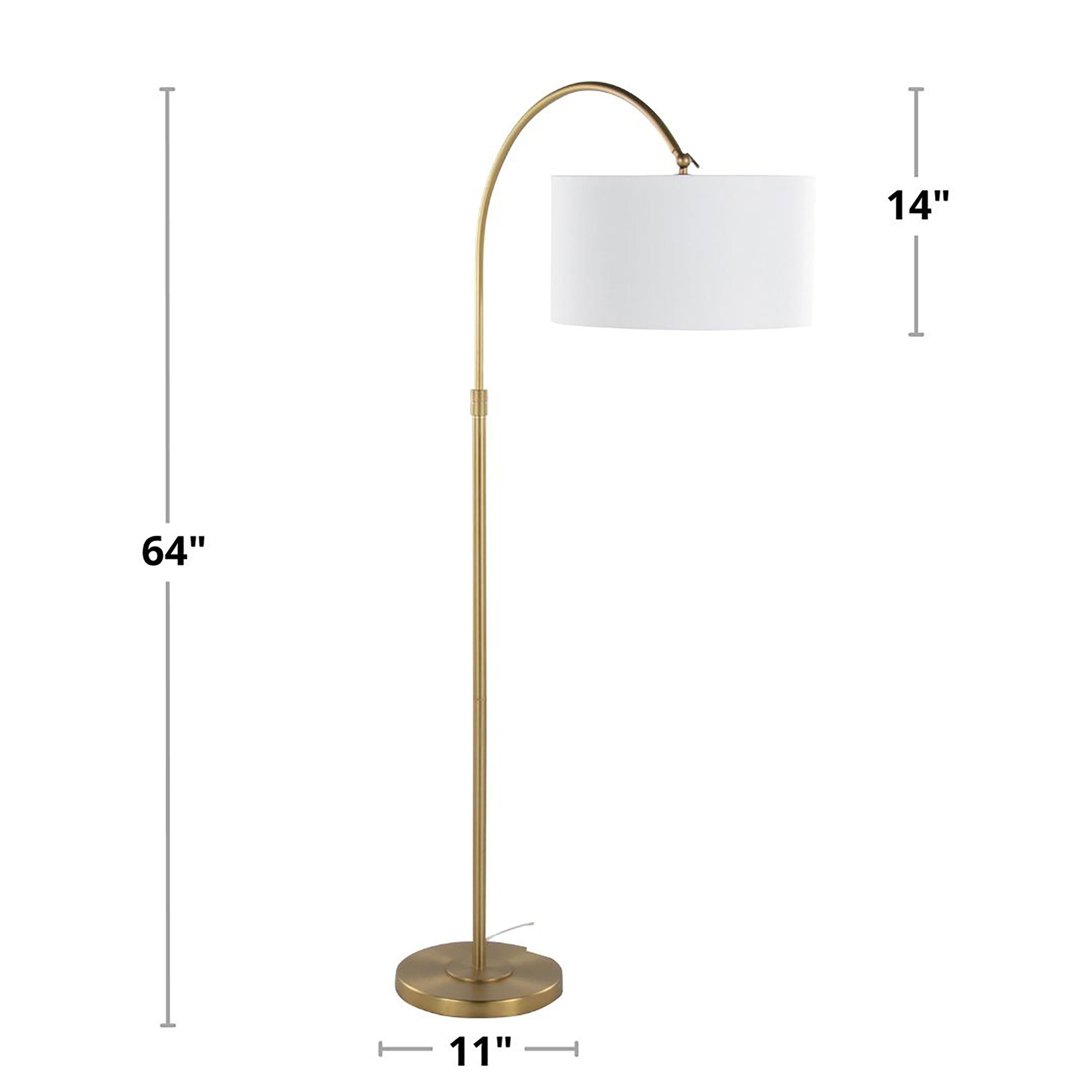 Salon Gold Contemporary Arched Floor Lamp with Linen Shade 10 Salon Gold Contemporary Arched Floor Lamp with Linen Shade - Image 10