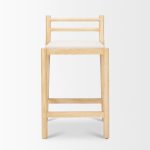 Sam Counter Stool W/ Light Brown Wood Frame and Beige Upholstered Seat
