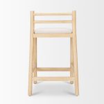Sam Counter Stool W/ Light Brown Wood Frame and Beige Upholstered Seat