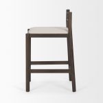 Sam Dark Brown Wood w/ Cream Fabric Counter Stool