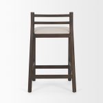 Sam Dark Brown Wood w/ Cream Fabric Counter Stool