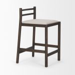 Sam Dark Brown Wood w/ Cream Fabric Counter Stool
