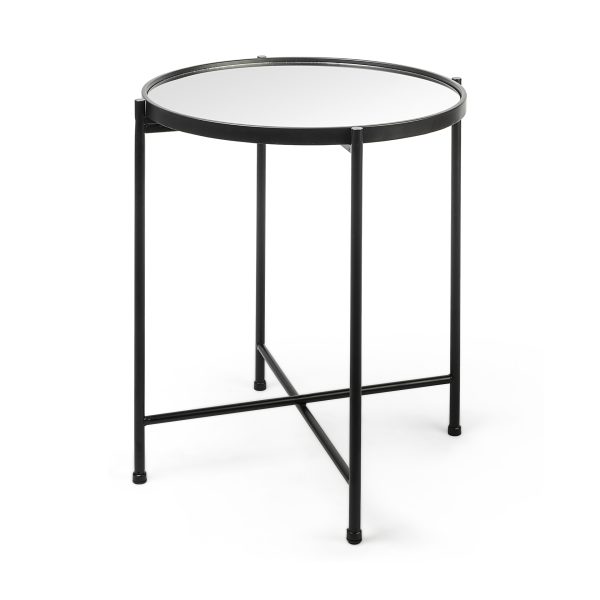 Samantha Small Black Mirror Top Accent Table