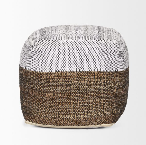 Samiya Jute w White Cotton Pouf 1
