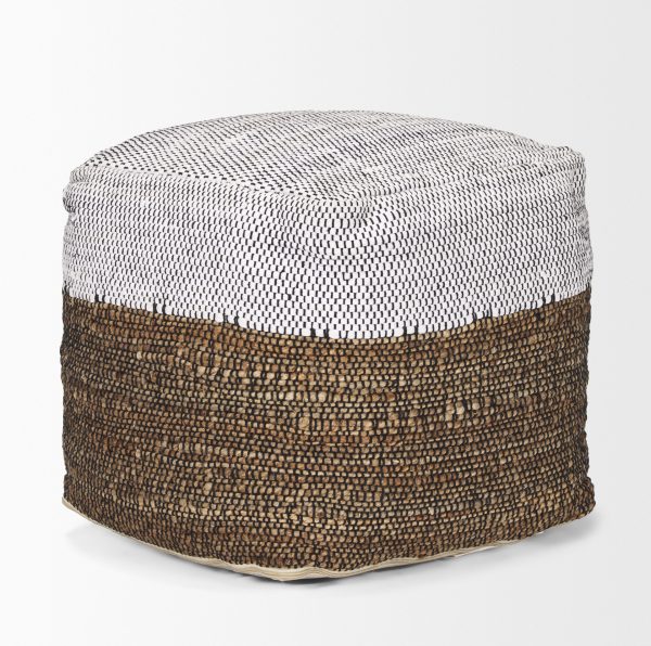 Samiya Jute w White Cotton Pouf 2