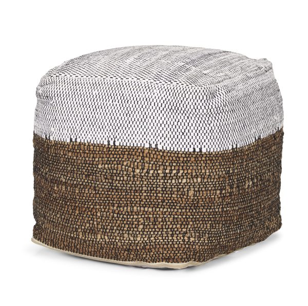 Samiya Jute w White Cotton Pouf