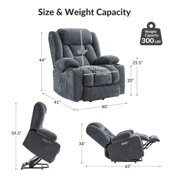 Sammy Flannel Oversized Power Lift Massage Recliner with Heat 2