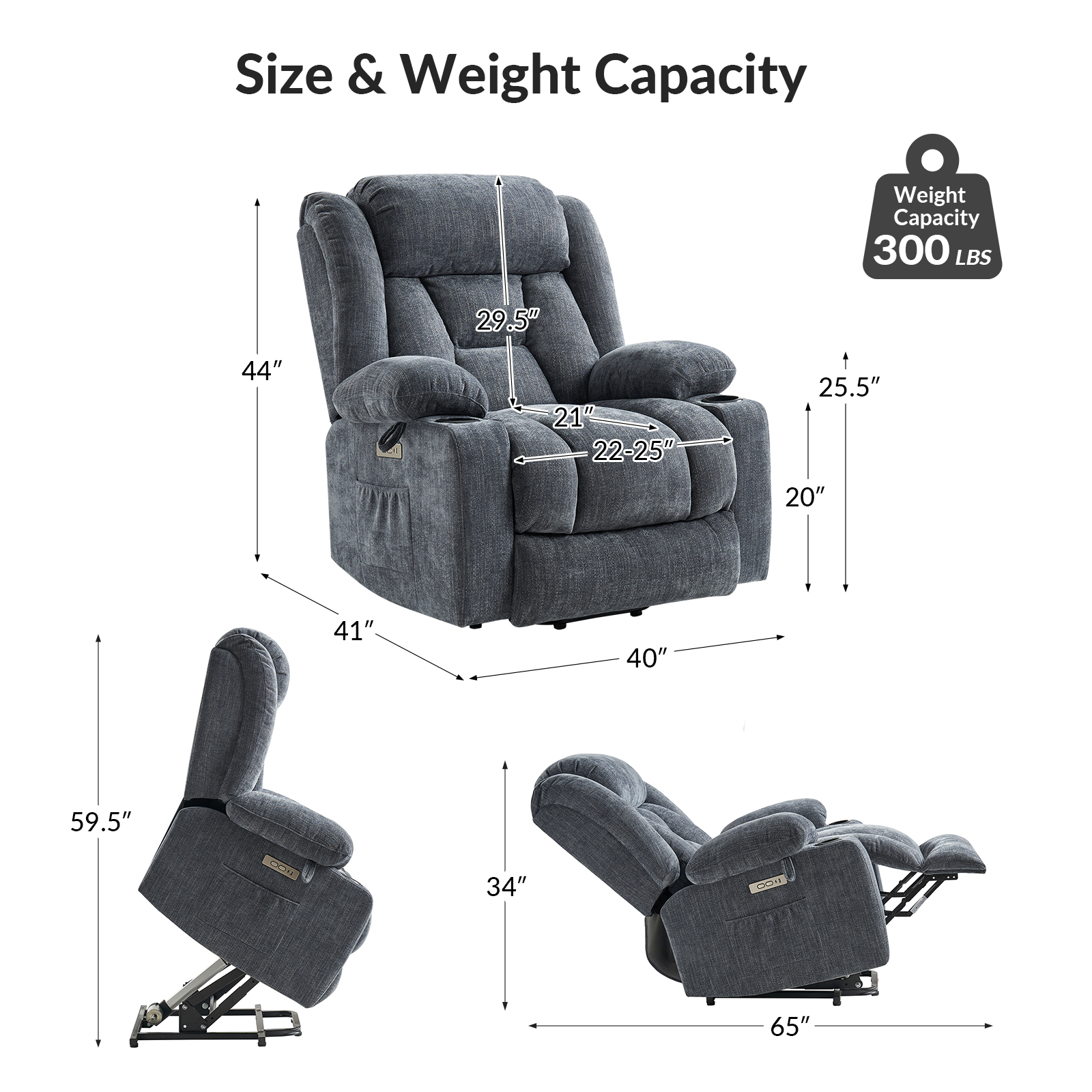 Sammy Flannel Oversized Power Lift Massage Recliner with Heat 3 Sammy Flannel Oversized Power Lift Massage Recliner with Heat - Image 3