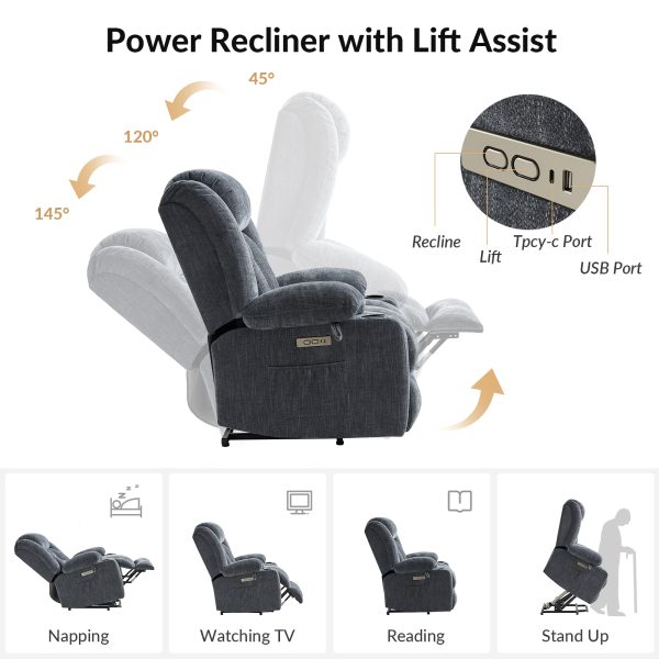 Sammy Flannel Oversized Power Lift Massage Recliner with Heat 3