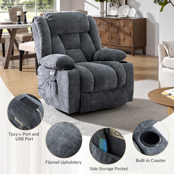 Sammy Flannel Oversized Power Lift Massage Recliner with Heat 4