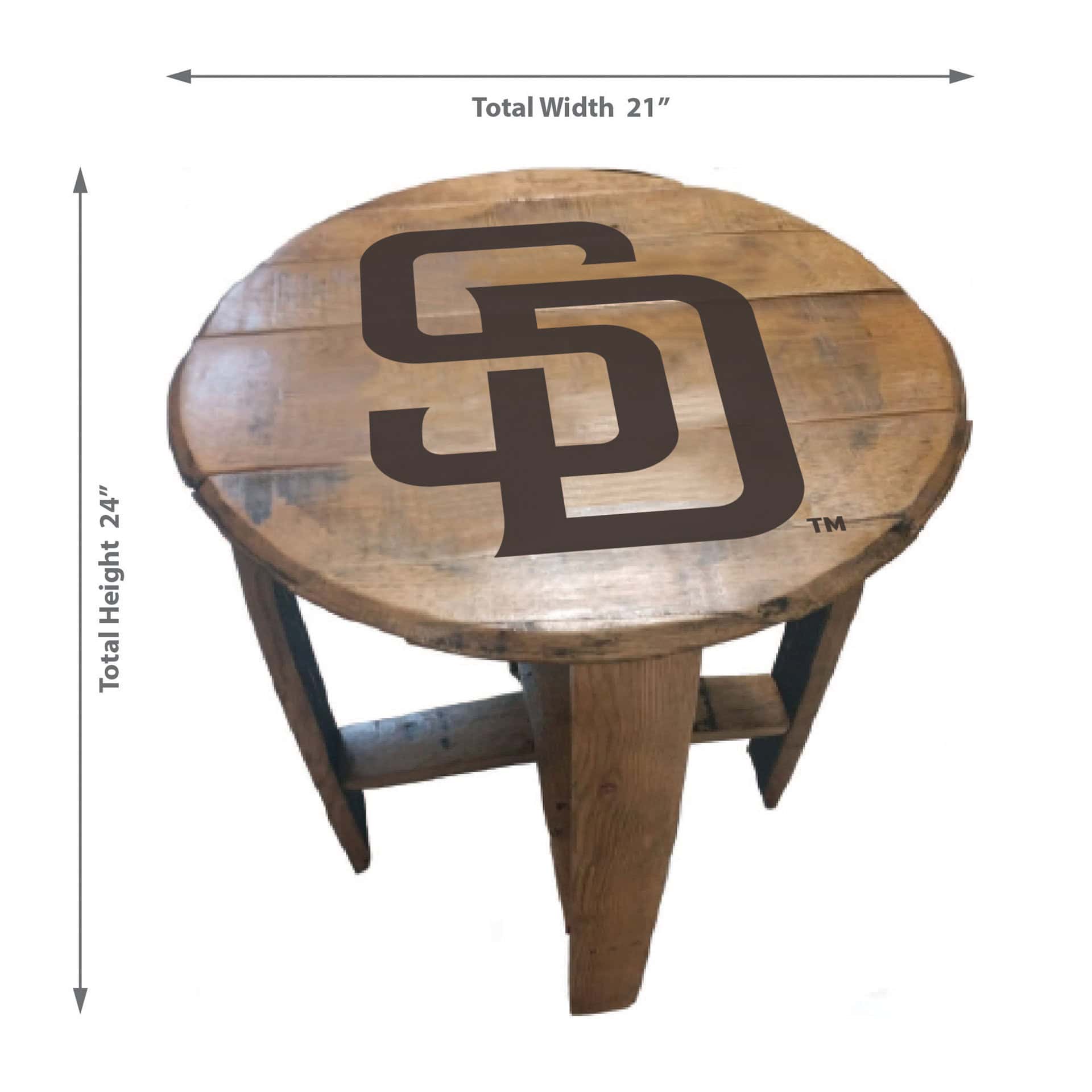 San Diego Padres Oak Barrel End Table 3 San Diego Padres Oak Barrel End Table - Image 3