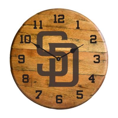 San Diego Padres Oak Whiskey Barrel Clock MLB Licensed