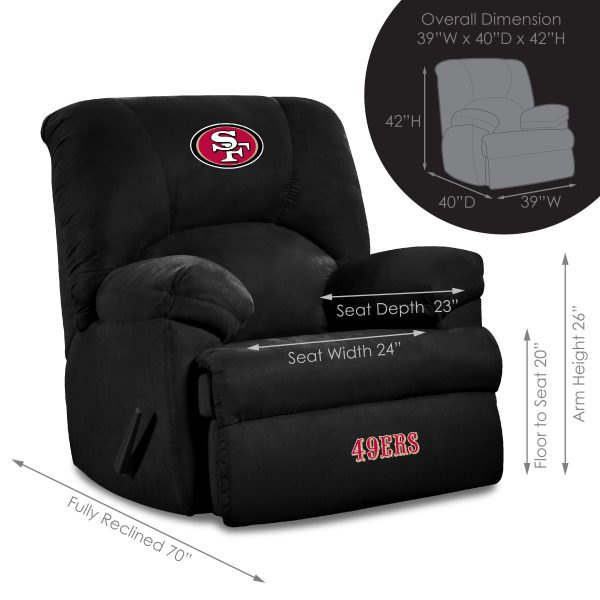 San Francisco 49ers Embroidered Microfiber Rocker Recliner Black 2